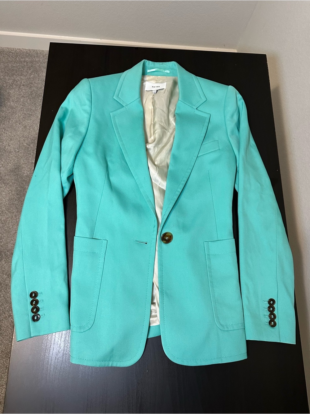 Reiss Turquoise Single-Button Tailored Blazer